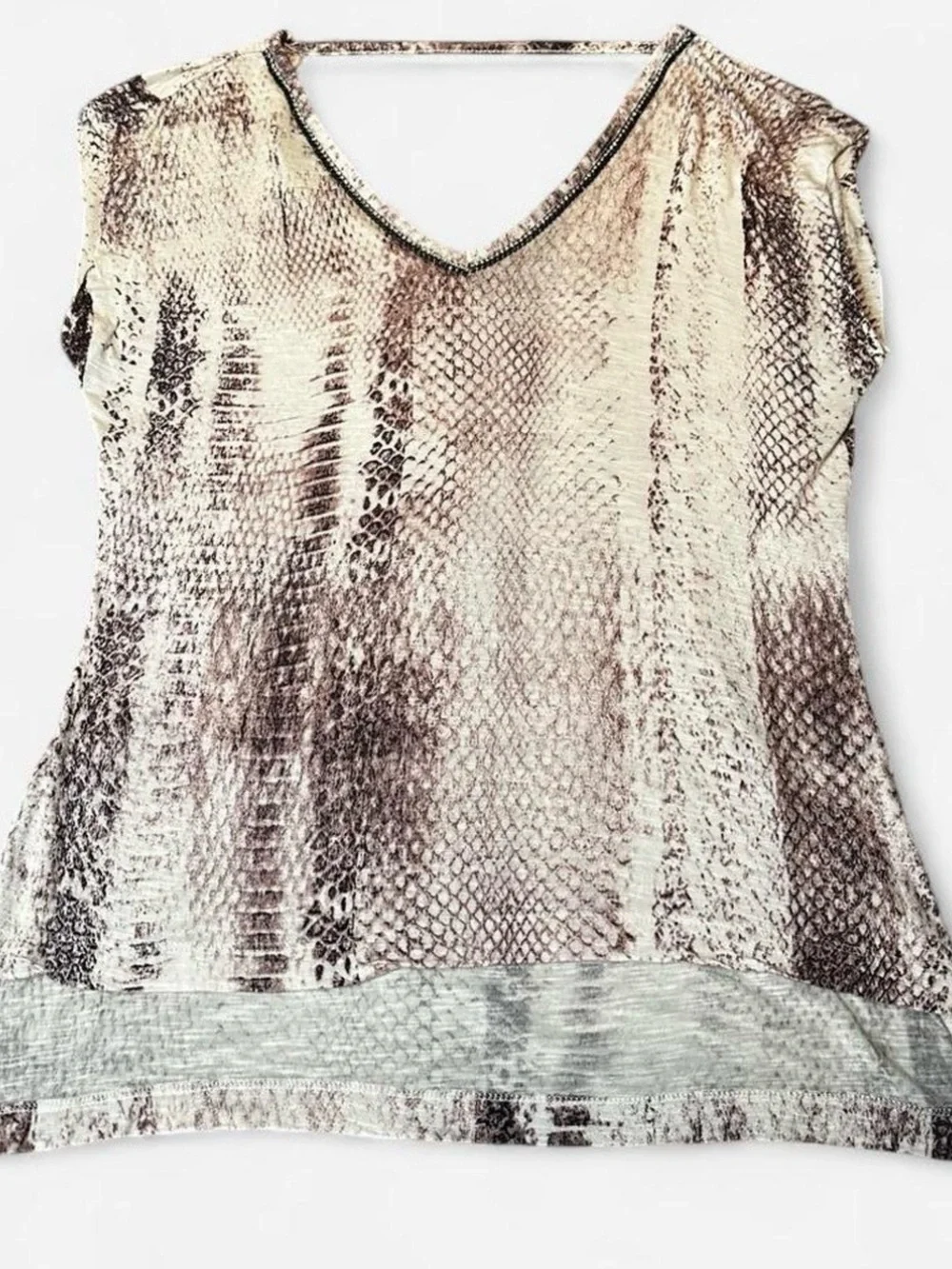 Jennifer Lopez Snake Print Top w/ Diamond Neckline & Open Back in Size Medium